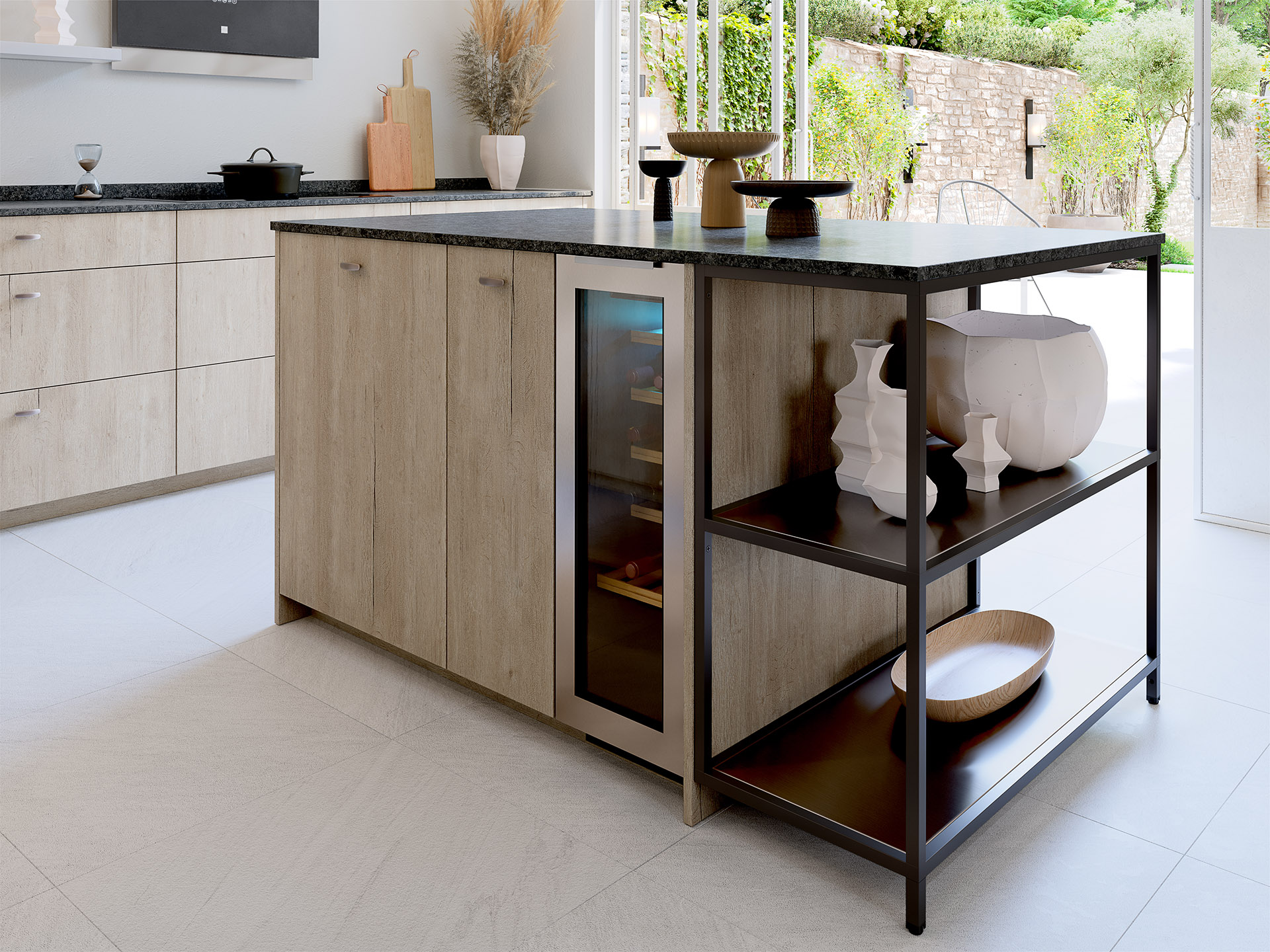 Nordic Bleached Oak & Granit Minimalist Kitchen